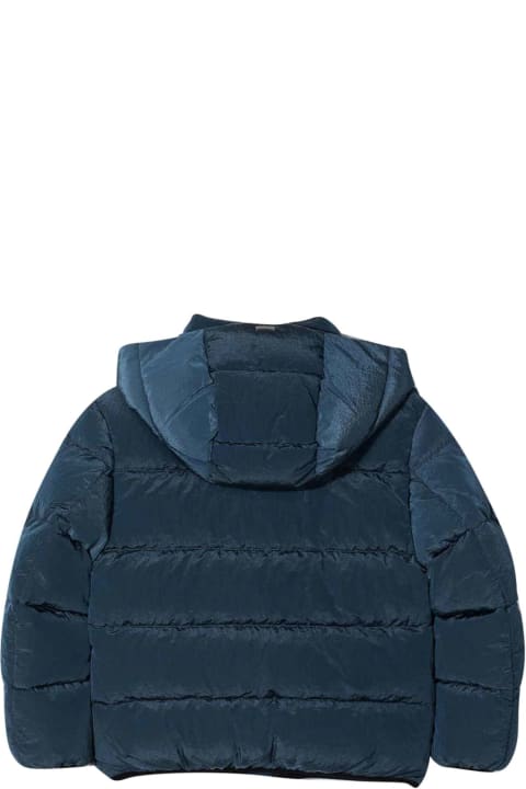 Herno Blue Down Jacket With Print - Verde e Marrone