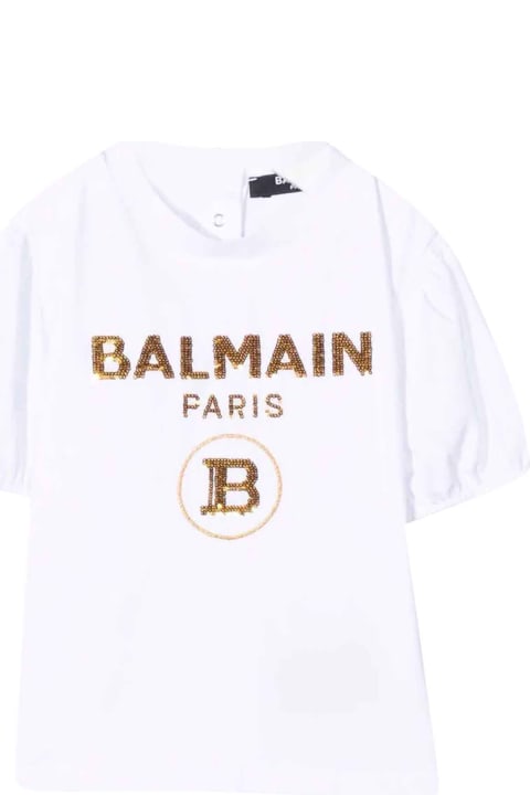 White T-shirt With Gold Print