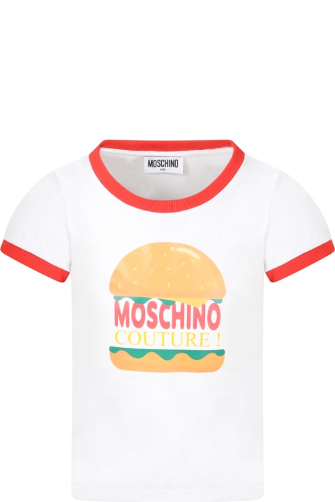 White T-shirt For Kids With Sandwich