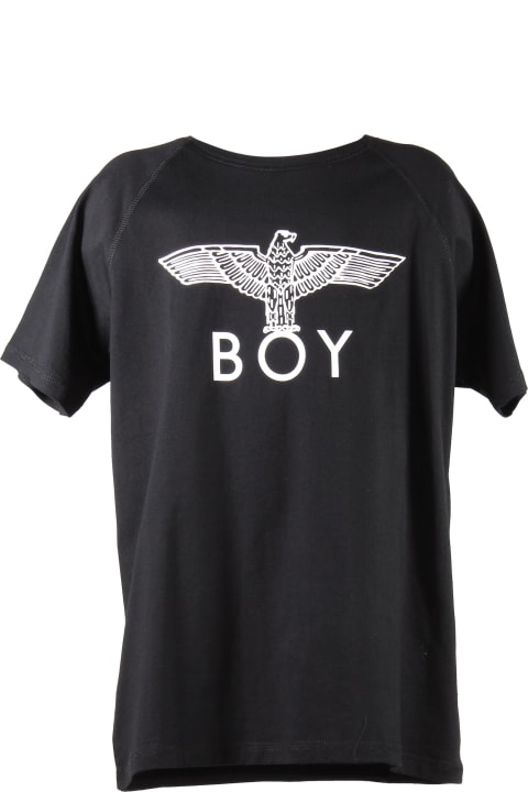 Boy London T-shirt Nera In Jersey Di Cotone Con Logo