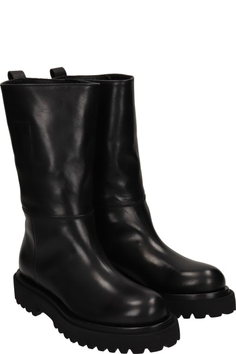 Wisal 005 Combat Boots In Black Leather