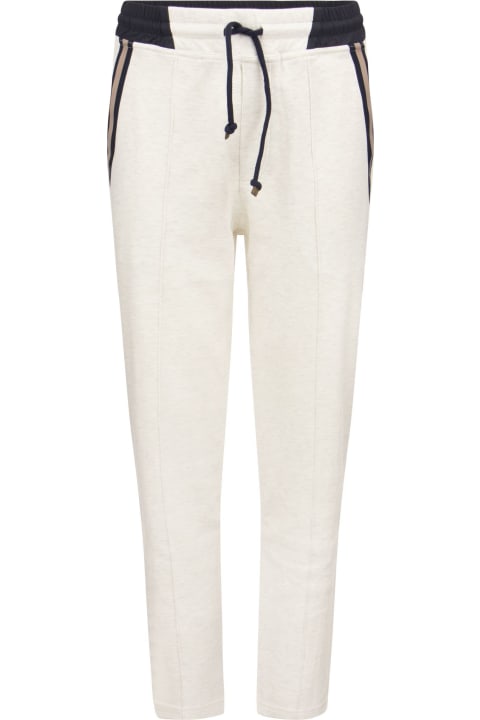 Cotton Fleece Techno Trousers With Striped Details