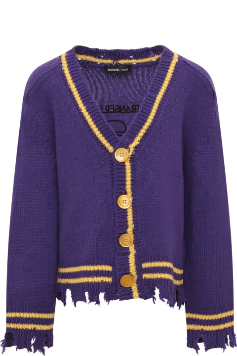 Purple Cardigan With Yellow Details