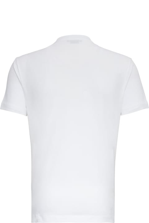 Versace White Cotton T.shirt With Logo Print - Black