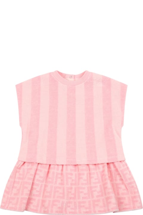 Pink Dress For Baby Girl With Double Ff