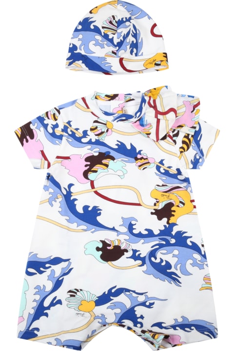 Emilio Pucci White Set For Baby Girl With Iconic Print - Multicolor