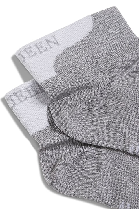 Alexander McQueen Silver Lurex Socks With Logo Print - Coral