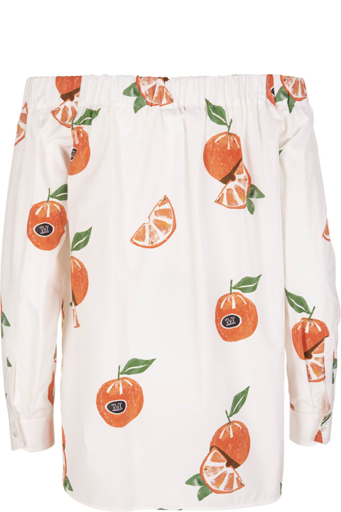 White Curacao Blouse With Oranges