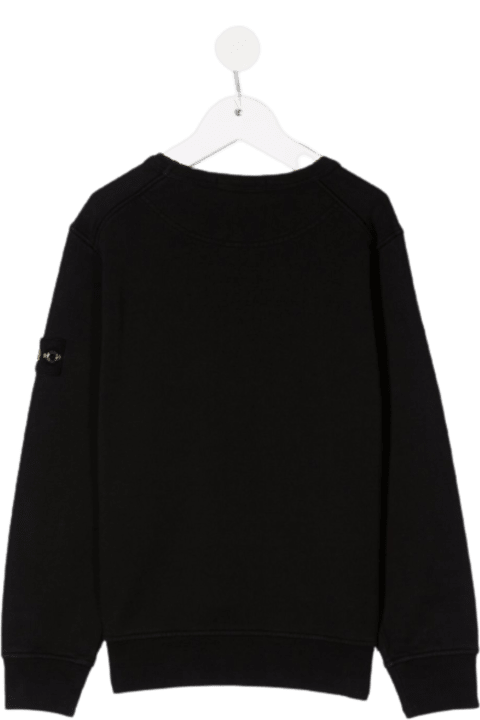 Stone Island Junior Black Jersey Sweatshirt With Logo - Nero