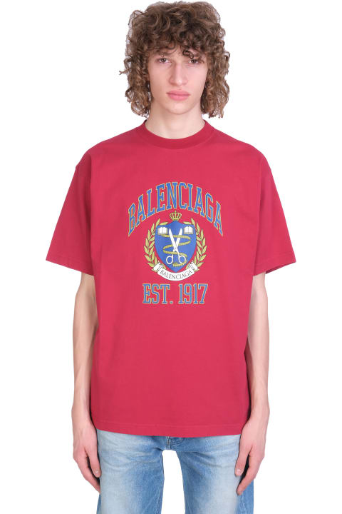 T-shirt In Bordeaux Cotton
