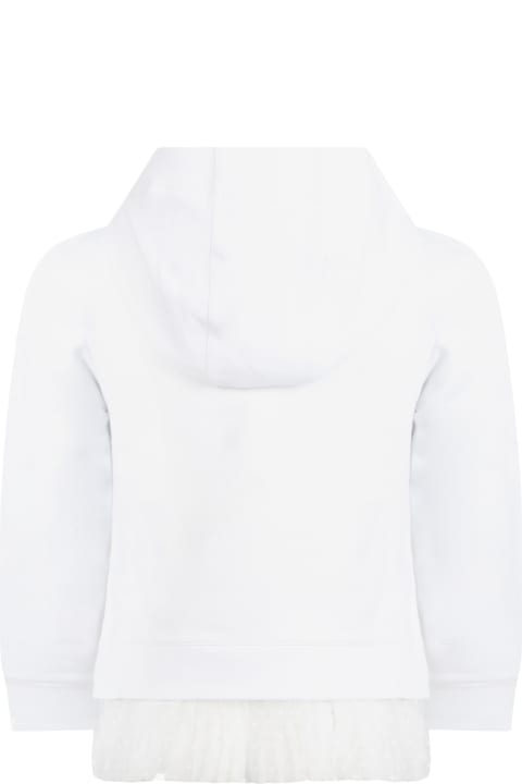 White Sweatshirt For Girl With Logo
