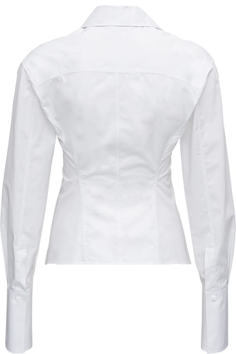 The Attico White Cotton Poplin Lily Shirt - VIOLET