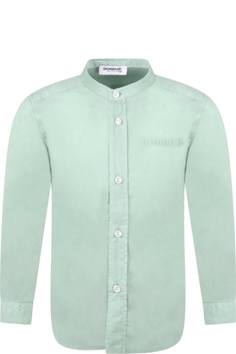 Dondup Green Shirt For Boy With Embroidered Logo