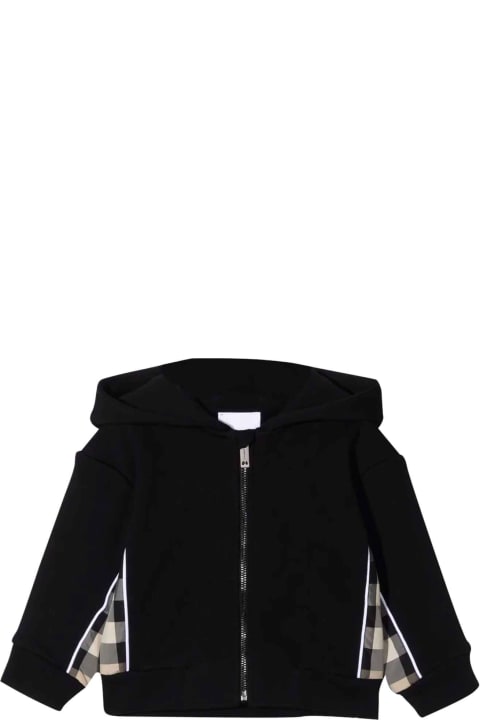 Burberry Black Sweatshirt With Hood And Zip - Beige