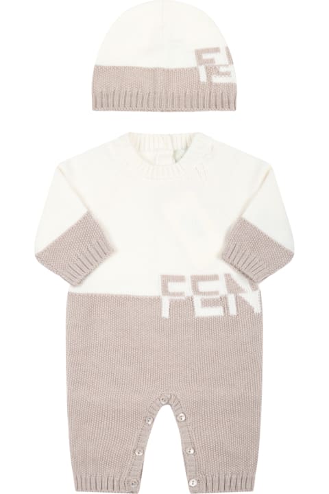 Fendi Multicolor Set For Baby Kids With Logo - Pink