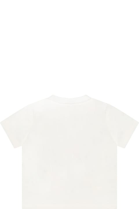 Stella McCartney Kids Ivory T-shirt For Baby Girl With Ice Cream - Fuchsia