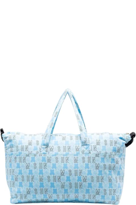 Moschino Light Blue Changing Bag With Print - Grey