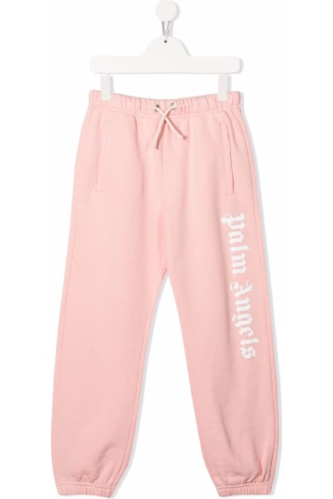 Pink Cotton Jogger With Logo Print