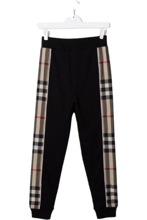 Burberry Black Cotton Jooger  With Vintage Check Inserts - White