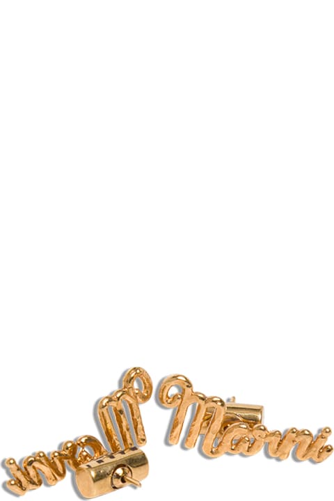 Brass Earrings With Logo