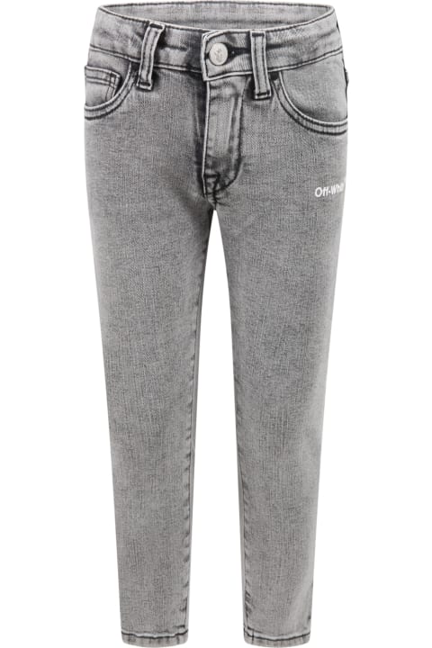 Grey Jeans For Boy With Logo