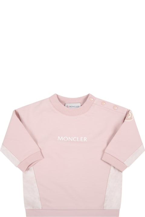 Pink Suit For Baby Girl With White Logo