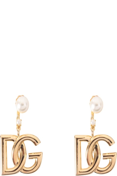 Earrings With Logo And Pearl