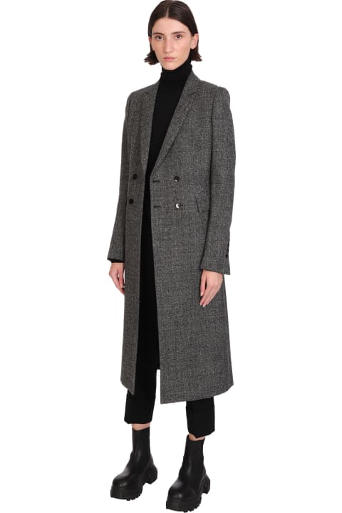 Sapio Coat In Grey Wool - black