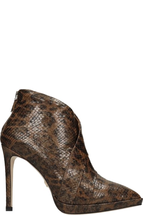 High Heels Ankle Boots In Brown Leather