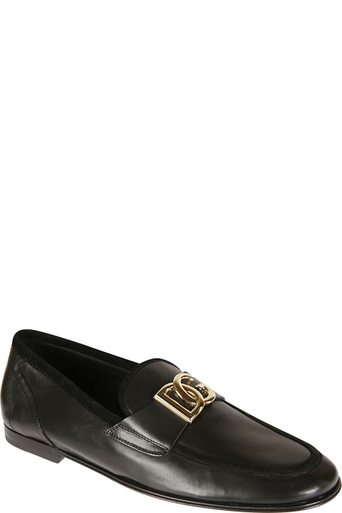 Dolce & Gabbana Logo Plaque Loafers - BLACK