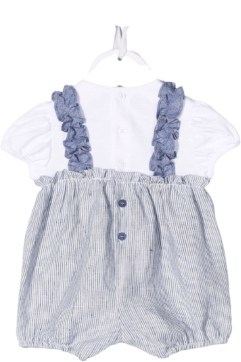 White And Blue Striped Cotton And Linen Onesie