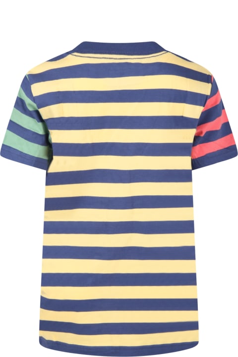 Ralph Lauren Multicolor T-shirt For Boy With Pony Logo - Denim