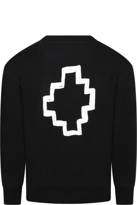 Marcelo Burlon Black Sweatshirt For Kids With White Logo - Nero e Arancione