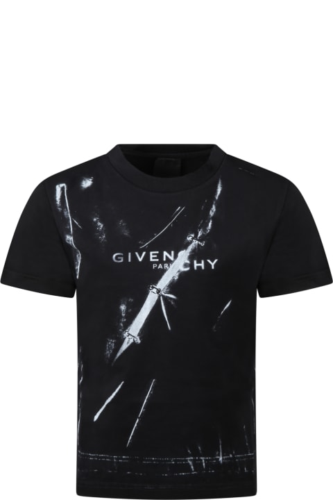 Givenchy Black T-shirt For Kids With Gray Logo - Rosso