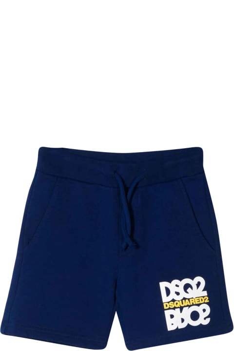 Dsquared2 Blue Bermuda Shorts With Print Dsquared Kids - Black