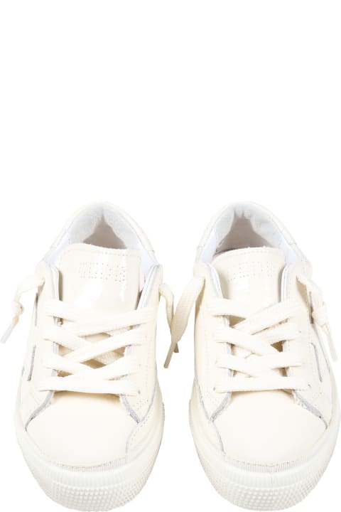 Golden Goose Ivory ''may'' Sneakers For Girl With Logo - Bianco e Arancione