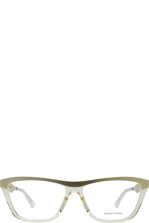 Bottega Veneta Eyewear Bv1133o Gold & Transparent Beige Glasses - Black Black Grey