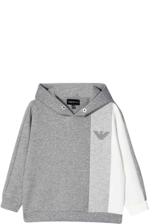 Grey And White Sweatshirt With Hood