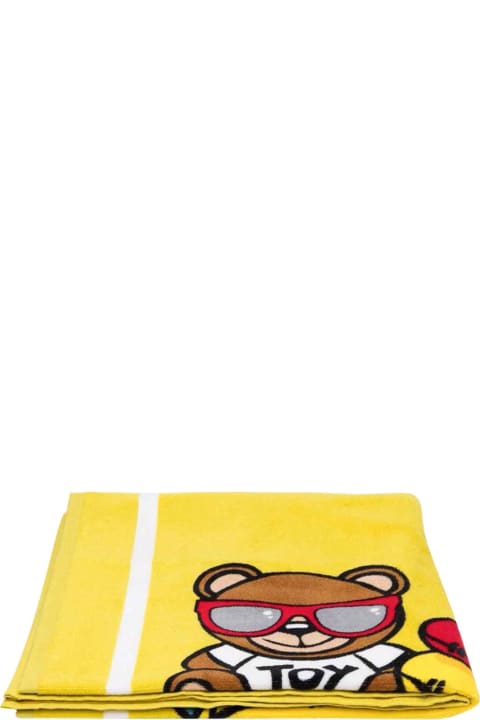 Moschino Yellow Beach Towel Unisex - White