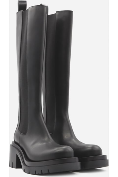 Tall Lug Chelsea Boots In Leather