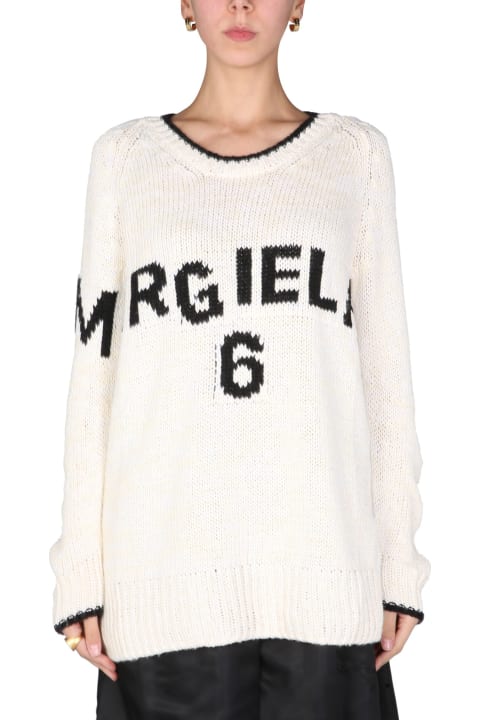 MM6 Maison Margiela Sweater With Logo Inlay - Black