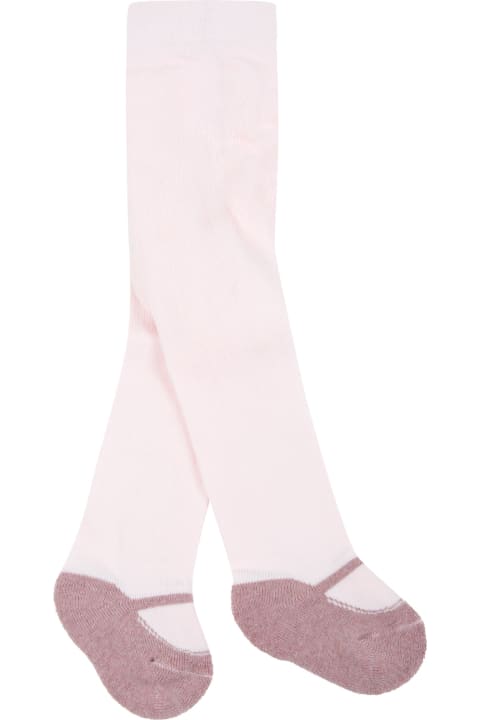 Story loris Pink Tights For Baby Girl With Ballet Flats - Multicolor