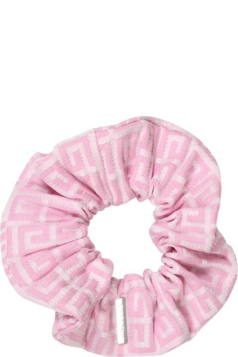 Givenchy Pink Scrunchie For Girl With Metallic Logo Patch - Nero