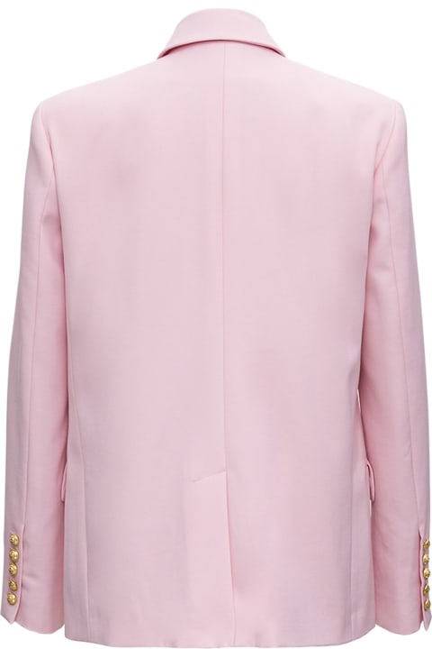 Double-breasted Blazer In Pink Wool Blend
