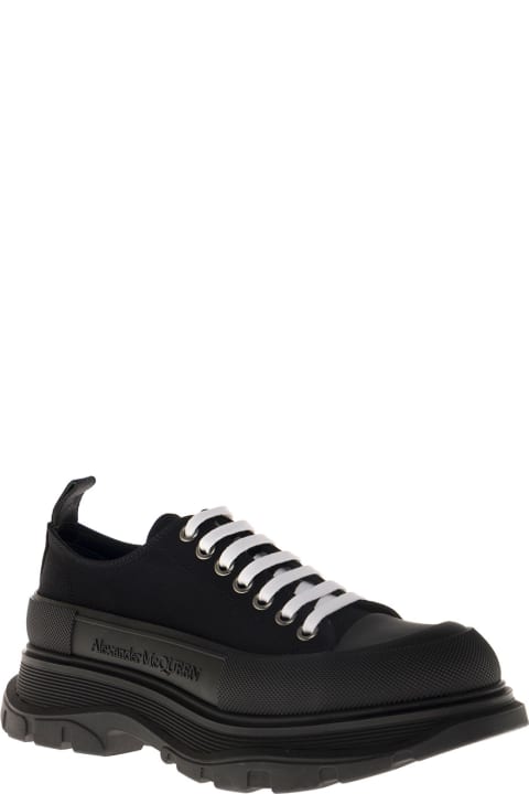 Alexander McQueen Trad Slick Cotton Sneakers With Logo - Black/trasparent