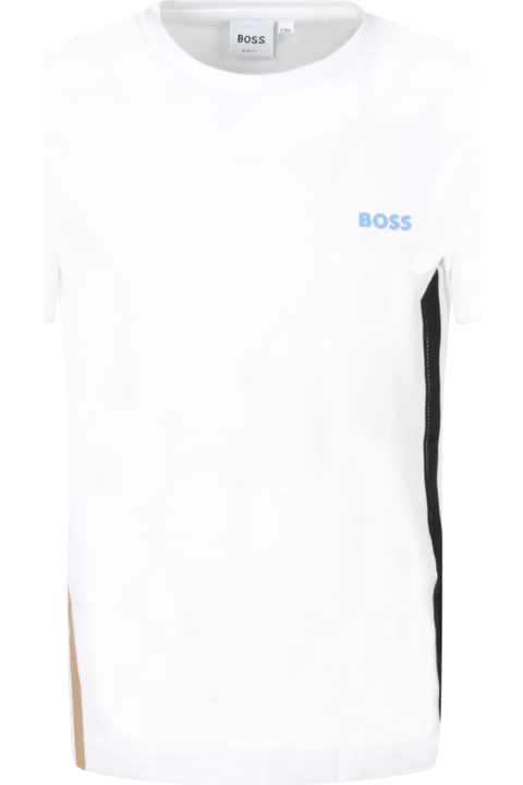 White T-shirt For Boy With Light Blue Logo