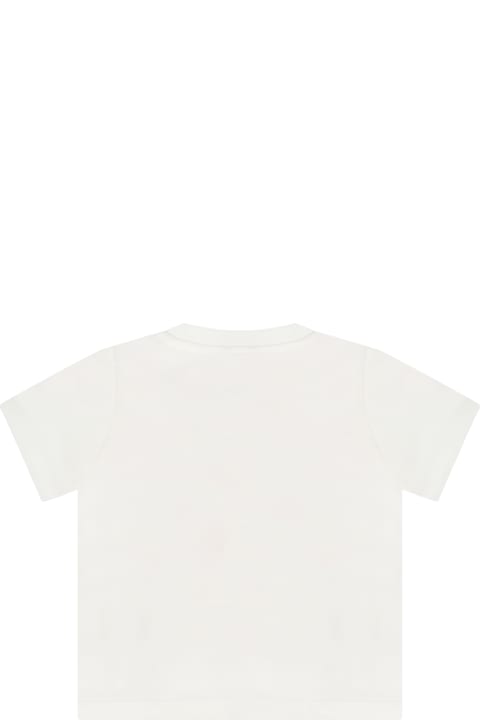 Stella McCartney Kids Ivory T-shirt For Baby Girl With Strawberry - Fuchsia
