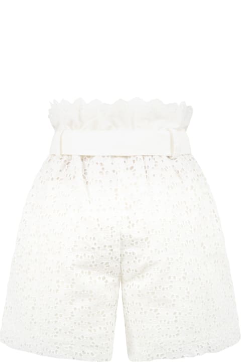 Philosophy di Lorenzo Serafini Kids Ivory Shorts For Girl With Belt - Bianco