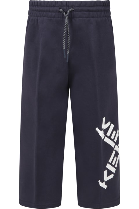 Kenzo Kids Grey Pants For Girl With Logos - Rosa