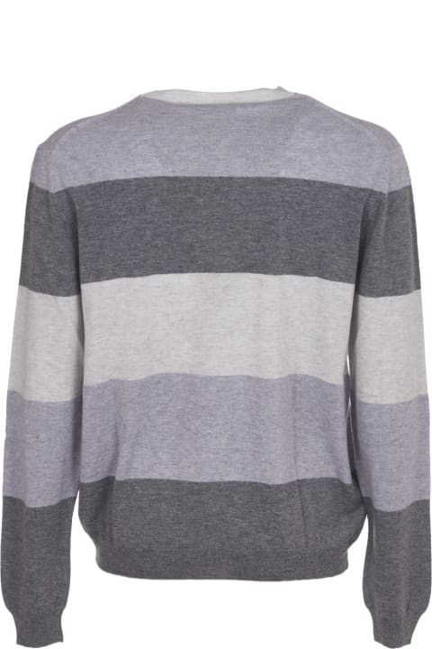 Fabrizio del Carlo Grey Stripes Wool Sweater - Grey